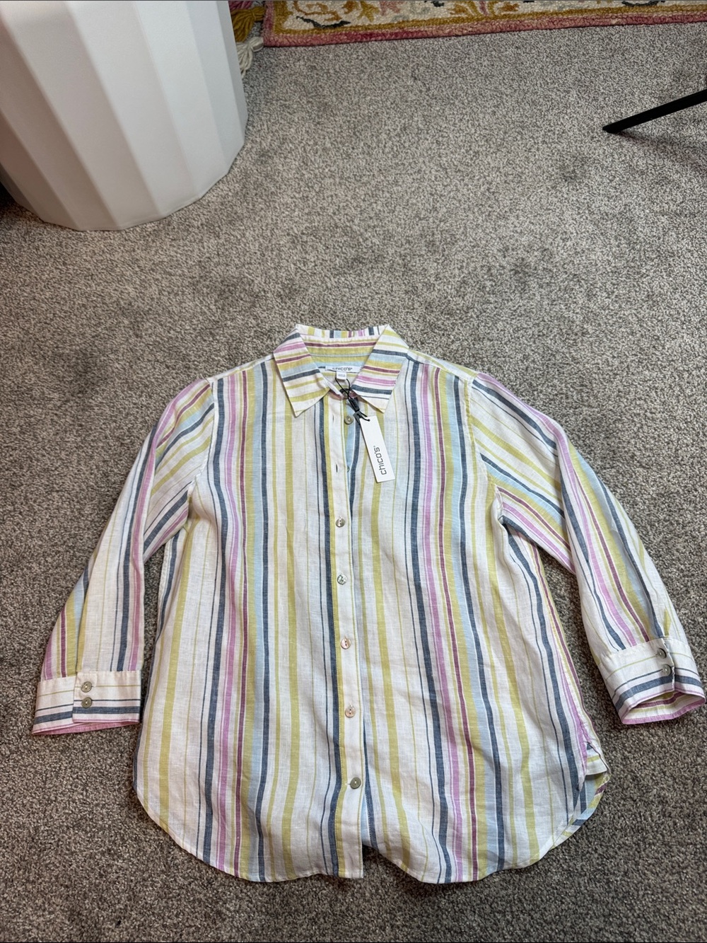 Chico's Pastel Multi-Stripe Button-Down Shirt